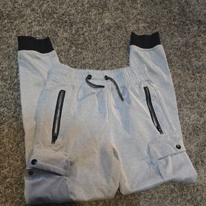 Gray Jogger Pants with Black Accents